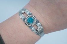 Sterling Silver 925 Turquoise Fred Harvey Style Bangle XS Child Size 10.1 Grams - Additional view 5
