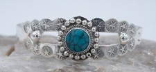 Sterling Silver 925 Turquoise Fred Harvey Style Bangle XS Child Size 10.1 Grams - Additional view 6