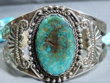Harvey Era NAVAJO Maisels KINGMAN TURQUOISE Sterling Silver 39g Cuff Bracelet - Additional view 2