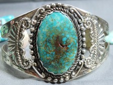 Harvey Era NAVAJO Maisels KINGMAN TURQUOISE Sterling Silver 39g Cuff Bracelet - Additional view 13