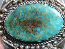 Harvey Era NAVAJO Maisels KINGMAN TURQUOISE Sterling Silver 39g Cuff Bracelet - Additional view 4