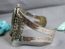 Harvey Era NAVAJO Maisels KINGMAN TURQUOISE Sterling Silver 39g Cuff Bracelet - Additional view 7