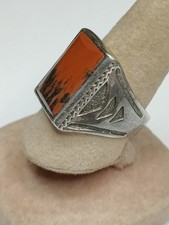 Vintage Sterling Agate Fred Harvey Era Bell Trading Post Ring Sz 8 - Additional view 1
