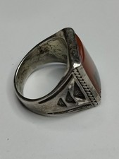 Vintage Sterling Agate Fred Harvey Era Bell Trading Post Ring Sz 8 - Additional view 2