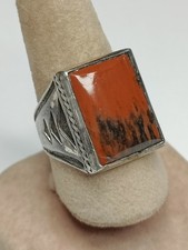 Vintage Sterling Agate Fred Harvey Era Bell Trading Post Ring Sz 8