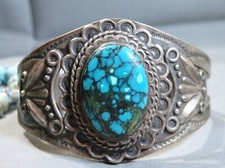 Fred Harvey Era NAVAJO Maisels SKY HORSE TURQUOISE Sterling Silver 49g Bracelet - Additional view 2
