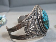 Fred Harvey Era NAVAJO Maisels SKY HORSE TURQUOISE Sterling Silver 49g Bracelet - Additional view 4