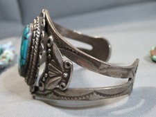 Fred Harvey Era NAVAJO Maisels SKY HORSE TURQUOISE Sterling Silver 49g Bracelet - Additional view 5