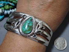 1970s NAVAJO Natural ROYSTON TURQUOISE Sterling Silver 38g CUFF Bracelet - Additional view 1