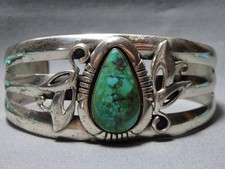 1970s NAVAJO Natural ROYSTON TURQUOISE Sterling Silver 38g CUFF Bracelet - Additional view 2