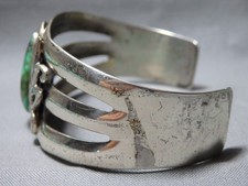 1970s NAVAJO Natural ROYSTON TURQUOISE Sterling Silver 38g CUFF Bracelet - Additional view 6