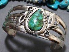 1970s NAVAJO Natural ROYSTON TURQUOISE Sterling Silver 38g CUFF Bracelet