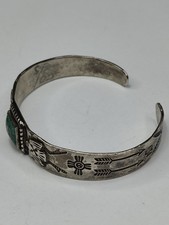 Vintage Fred Harvey Sterling Turquoise Cuff Bracelet Thunderbirds - Additional view 5