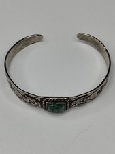 Vintage Fred Harvey Sterling Turquoise Cuff Bracelet Thunderbirds - Additional view 6