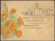 1908 FRED HARVEY SEPIA PHOTO BOOK "SCENIC TREASURES OF CALIFORNIA" & GRAND CANYN