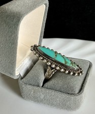 1940s Jane Popovich (JP) Navajo Sterling Turquoise Ring Size 7 Fred Harvey Era - Additional view 1