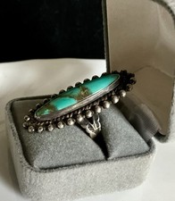 1940s Jane Popovich (JP) Navajo Sterling Turquoise Ring Size 7 Fred Harvey Era - Additional view 2