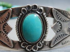 Fred Harvey Era NAVAJO Blue Gem TURQUOISE Sterling Silver SNAKE CUFF Bracelet - Additional view 4