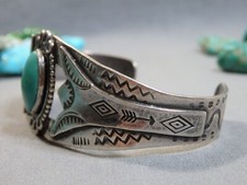 Fred Harvey Era NAVAJO Blue Gem TURQUOISE Sterling Silver SNAKE CUFF Bracelet - Additional view 8