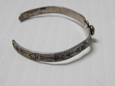 VINTAGE NAVAJO INDIAN FRED HARVEY STERLING SILVER turquoise baby /child BRACELET - Additional view 4