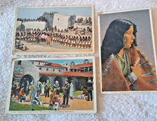 3 VTG FRED HARVEY PHOTOSTINT INDIAN POSTCARDS, HOPI, PUEBLO, ETC O
