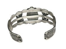 Vintage Fred Harvey Era Silver Cuff Bracelet Thunderbird Turquoise Native Americ - Additional view 1