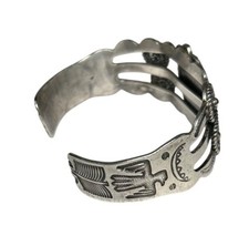 Vintage Fred Harvey Era Silver Cuff Bracelet Thunderbird Turquoise Native Americ - Additional view 2
