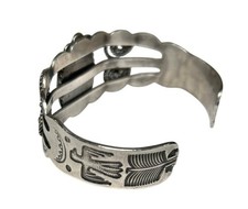 Vintage Fred Harvey Era Silver Cuff Bracelet Thunderbird Turquoise Native Americ - Additional view 3