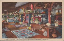 Postcard Interior Fred Harvey Indian Building Albuquerque NM