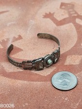Bracelet Vintage Sterling Silver & Turquoise Cuff from the Fred Harvey Era