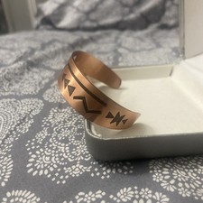 Vtg NA Wheeler Manufacturing Enameled Arrow Copper Cuff Bracelet Fred Harvey Era - Additional view 2