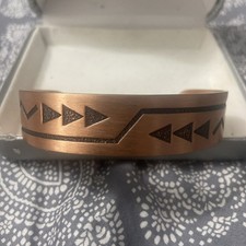 Vtg NA Wheeler Manufacturing Enameled Arrow Copper Cuff Bracelet Fred Harvey Era