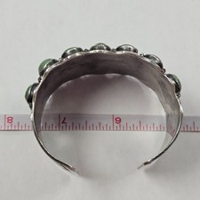 Vintage Navajo Fred Harvey Era SS Turquoise Whirling Log Cuff Bracelet [085WEB] - Additional view 7