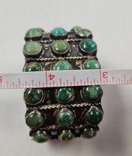 Vintage Navajo Fred Harvey Era SS Turquoise Whirling Log Cuff Bracelet [085WEB] - Additional view 10