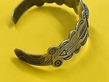 Vintage Green Lapis Sterling Silver Arrow bracelet turquoise navajo fred harvey - Additional view 6