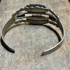 Fred Harvey Era Bracelet Cuff Sterling Silver Turquoise Vintage Stamp Work - Additional view 7
