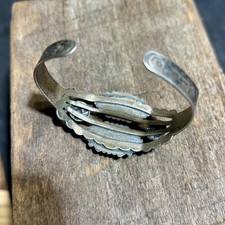 Fred Harvey Era Bracelet Cuff Sterling Silver Turquoise Vintage Stamp Work - Additional view 9