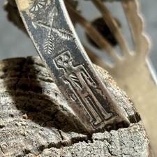 Fred Harvey Era Bracelet Cuff Sterling Silver Turquoise Vintage Stamp Work - Additional view 10