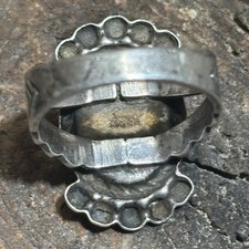 Vintage Navajo Fred Harvey Era Ring Green Turquoise Stamped Sterling Silver 4.75 - Additional view 3