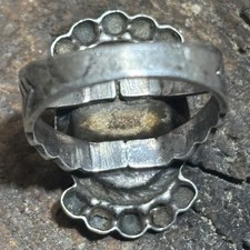 Vintage Navajo Fred Harvey Era Ring Green Turquoise Stamped Sterling Silver 4.75 - Additional view 8