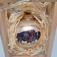 Lot of 3 Yellowstone Bison Glass Ball & 2004 24K Gold Plated Ornaments Vintage - Additional view 1
