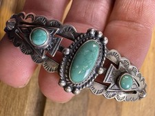 Vintage Native American Fred Harvey Era Turquoise Arrow Cuff Sterling Size 6 1/8 - Additional view 2