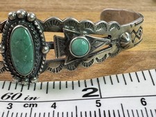 Vintage Native American Fred Harvey Era Turquoise Arrow Cuff Sterling Size 6 1/8 - Additional view 3