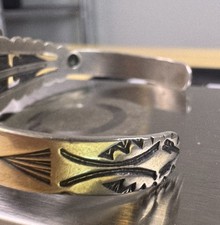 Vintage Native American Fred Harvey Era Turquoise Arrow Cuff Sterling Size 6 1/8 - Additional view 6