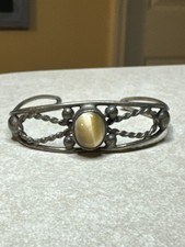 Old Pawn Fred Harvey Era Navajo Sterling Silver Cuff Tiger's Eye Size 6 Vintage - Additional view 1