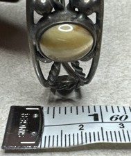 Old Pawn Fred Harvey Era Navajo Sterling Silver Cuff Tiger's Eye Size 6 Vintage - Additional view 14