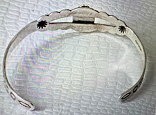 Vtg 30's Navajo Fred Harvey Turquoise  Stamped  Sterling Cuff Bracelet  1930s - Additional view 5