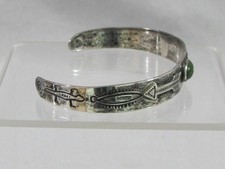 FRED HARVEY ERA IH COIN SILVER & TURQUOISE CUFF BRACELET - APPLIED ARROWS  - Additional view 4