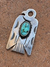Vtg Fred Harvey Turquoise Thunderbird Pendant Sterling Navajo Native American - Additional view 1