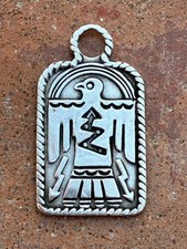 Vtg 30s Fred Harvey Sterling Thunderbird Pendant Tag Fob Old Pawn Navajo